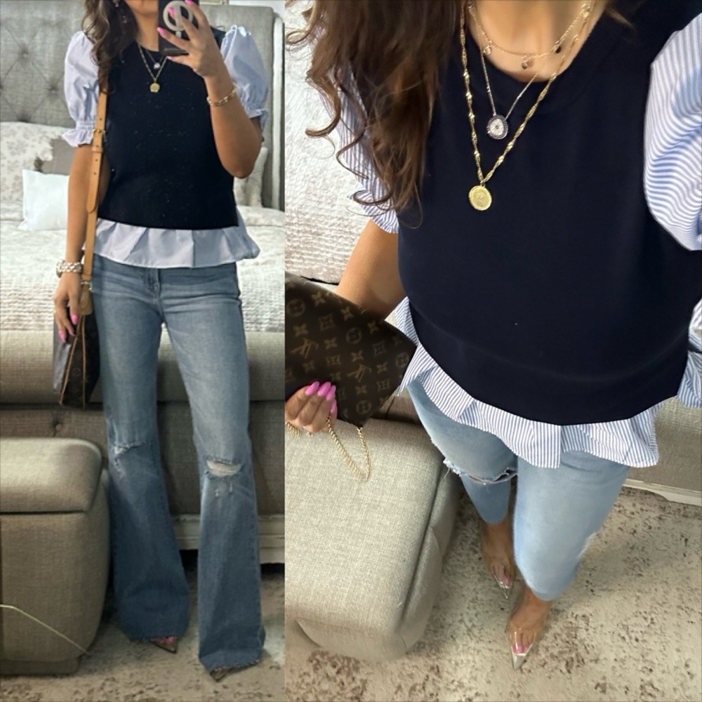 New🌟 Prep School Chic Puff Sleeve Top